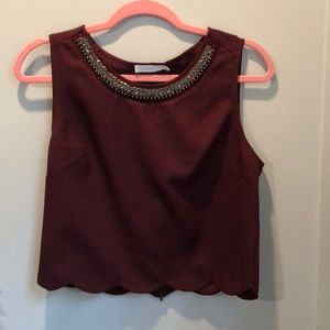 Jeweled neck dress shitt